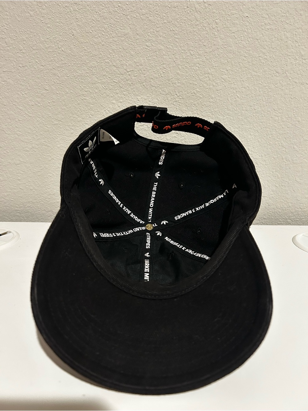 Adidas Unisex Black Hat with Orange Logo Patch - Picture 6 of 9